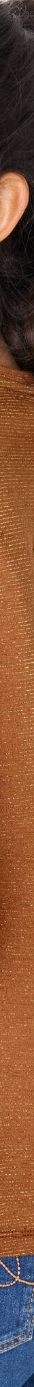 T-shirt col V, maille fantaisie brillante (noisette) T-shirt col V, maille fantaisie brillante (noisette)